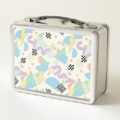 Pastel Retro Memphis Pattern Swirls Metall Brotdose (Rückseite)