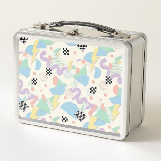 Pastel Retro Memphis Pattern Swirls Metall Brotdose (Vorderseite)