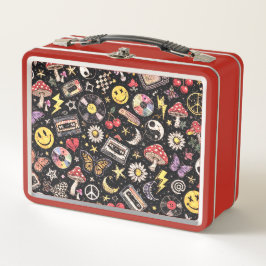 Pastel Retro Memphis Pattern Swirls Metall Brotdose