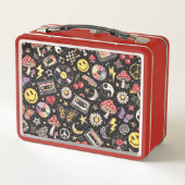 Pastel Retro Memphis Pattern Swirls Metall Brotdose (Rückseite)