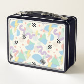 Pastel Retro Memphis Pattern Swirls Metall Brotdose (Rückseite)