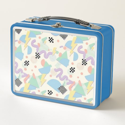 Pastel Retro Memphis Pattern Swirls Metall Brotdose (Vorderseite)