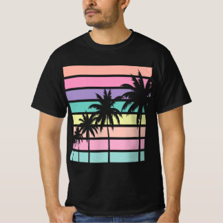 Pastel Retro Palm Tree, Palm Tree Beach  T-Shirt