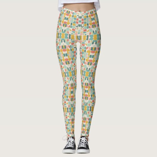 Pastel Retro Pattern | Geometric Pods Leggings (Vorderseite)