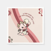 Pastel Retro Pink Niedlich Balloons Baby Dragon Serviette (Vorderseite)