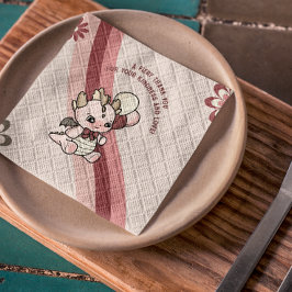 Pastel Retro Pink Niedlich Balloons Baby Dragon Serviette