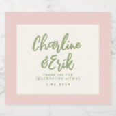 Pastel Retro Pinky Handwriting Hochzeit Schaumweinetikett (Einzelnes Label)