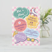 Pastel Retro Roller Skating Party Invitation (Stehend Vorderseite)