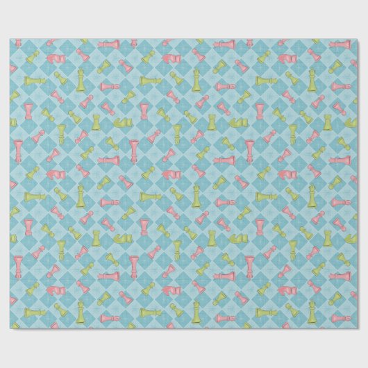 Pastel Retro Schachbrett Geschenkpapier (Flach)