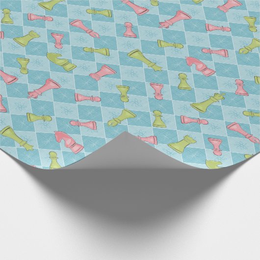 Pastel Retro Schachbrett Geschenkpapier (Ecke)