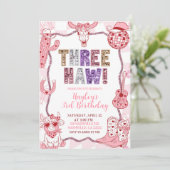 Pastel Retro Sequins Cowgirl 3rd Birthday party Einladung (Stehend Vorderseite)