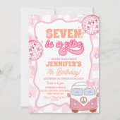 Pastel Retro Seven ist ein lebhafter Van Groovy Ge Einladung (Vorderseite)