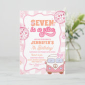 Pastel Retro Seven ist ein lebhafter Van Groovy Ge Einladung (Stehend Vorderseite)