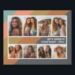 Pastel Retro Strip 8 Foto Collage Girls Wochenende Künstlicher Leinwanddruck<br><div class="desc">Ein lustiges Souvenir der Frühlingspause oder anderen Spaß Urlaub! Enthält eine 8-Fotovorlage in einem einfachen Raster mit weißem Rand. Ein unterhaltsames Retro-Streifen mit Streifen auf grauem Hintergrund und ein schlichter Schriftart machen ein modernes,  minimalistisches Design.</div>