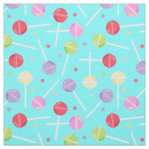 Pastel Retro Sweet Shop Candy Lollipops Muster Stoff