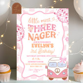 Pastel Retro Van Groovy Little Miss Threenager Einladung