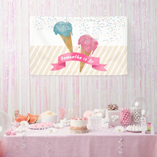Pastel Retro Wasserfarben Ice Banner (Party)