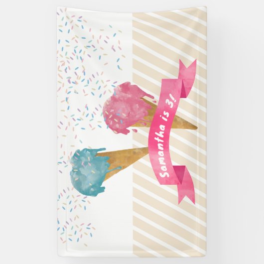 Pastel Retro Wasserfarben Ice Banner (Vertikal)