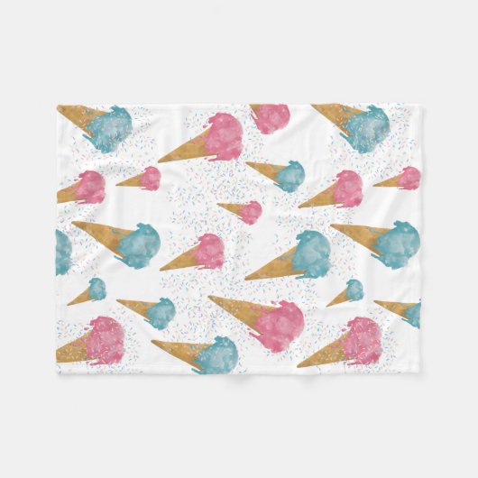 Pastel Retro Wasserfarben Ice Fleecedecke