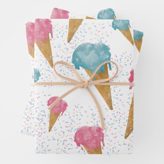 Pastel Retro Wasserfarben Ice Geschenkpapier Set (Beispiel)