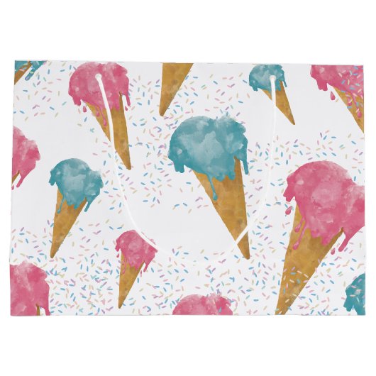 Pastel Retro Wasserfarben Ice Große Geschenktüte (Rückseite)