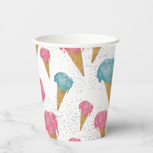Pastel Retro Wasserfarben Ice Pappbecher (Vorderseite)