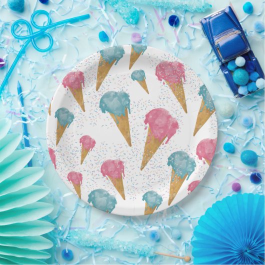Pastel Retro Wasserfarben Ice Pappteller (Party)