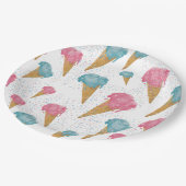 Pastel Retro Wasserfarben Ice Pappteller (Schrägansicht)