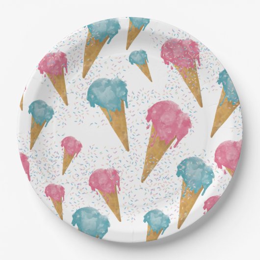 Pastel Retro Wasserfarben Ice Pappteller (Vorderseite)