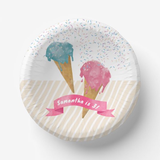 Pastel Retro Wasserfarben Ice Pappteller (Vorderseite)