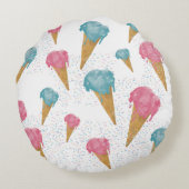 Pastel Retro Wasserfarben Ice Rundes Kissen (Rückseite)