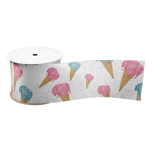 Pastel Retro Wasserfarben Ice Satinband (Spule)