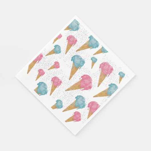 Pastel Retro Wasserfarben Ice Serviette (Ecke)
