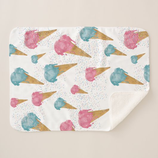 Pastel Retro Wasserfarben Ice Sherpadecke (Vorderseite (Horizontal))