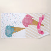 Pastel Retro Wasserfarben Ice Strandtuch (Vorderseite)