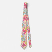 Pastel Retro Wavy-Blume Krawatte (Vorderseite)