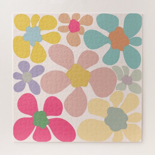 Pastel Retro Wavy-Blume Puzzle (Horizontal)