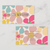 Pastel Retro Wavy-Blume Visitenkarte (Vorne/Hinten)