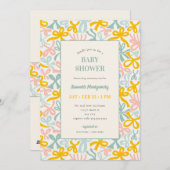 Pastel Ribbons and Bows Baby Shower Invitation Einladung (Vorne/Hinten)