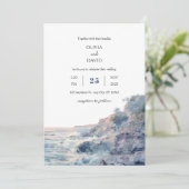 Pastel Rocky Shoreline Sunrise Art Beach Hochzeit Einladung (Stehend Vorderseite)