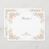 Pastel Rococo Garden Ornate Floral Wedding Dankeskarte (Vorne/Hinten)