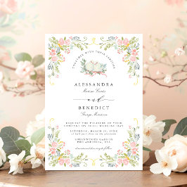 Pastel Rococo Garden Ornate Floral Wedding Einladung
