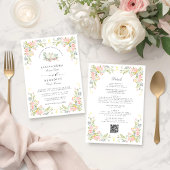 Pastel Rococo Garden Ornate Floral Wedding QR Einladung