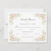 Pastel Rococo Garden Ornate Floral Wedding RSVP Karte (Vorderseite)