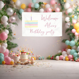 Pastel rosa Regenbogen Baby Girl Geburtstagsparty Banner
