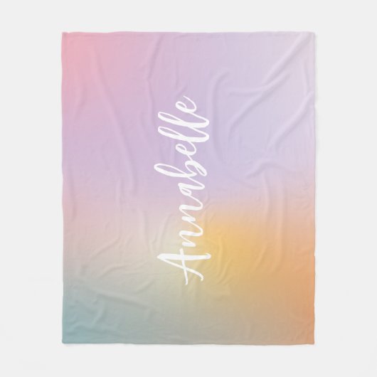 Pastel rosa Regenbogen mädchenhaftes Monogramm ein Fleecedecke (Vorderseite)