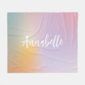 Pastel rosa Regenbogen mädchenhaftes Monogramm ein Fleecedecke (Vorderseite (Horizontal))