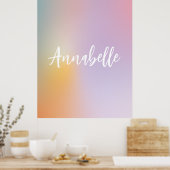 Pastel rosa Regenbogen mädchenhaftes Monogramm ein Poster (Küche)