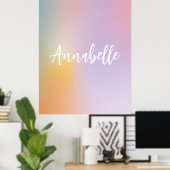 Pastel rosa Regenbogen mädchenhaftes Monogramm ein Poster (Heimbüro)