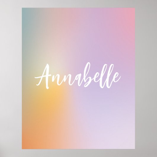 Pastel rosa Regenbogen mädchenhaftes Monogramm ein Poster (Vorne)